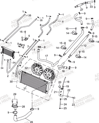 Refroidissement HSUN Pièces Quad HSUN RS8R/RS8 2013--> - 800cc 4x4 EFI 