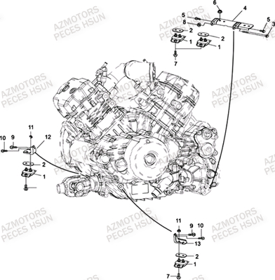 Supports Moteur HSUN Pièces Quad HSUN RS8R/RS8 2013--> - 800cc 4x4 EFI 