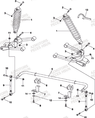 Suspension Arriere HSUN Pièces Quad HSUN RS8R/RS8 2013--> - 800cc 4x4 EFI 