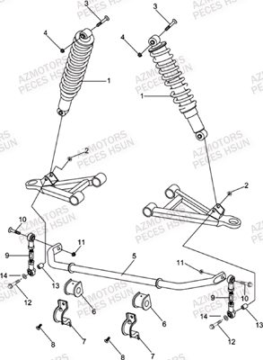 Suspension Avant HSUN Pièces Quad HSUN RS8R/RS8 2013--> - 800cc 4x4 EFI 