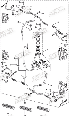 Systeme De Frein HSUN Pièces Quad HSUN RS8R/RS8 2013--> - 800cc 4x4 EFI 