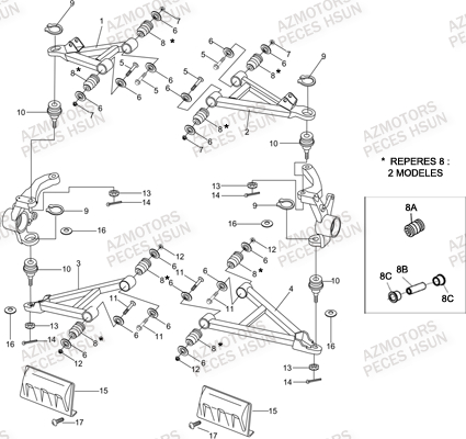 TRIANGLES AVANT pour RS8R RS8 2013