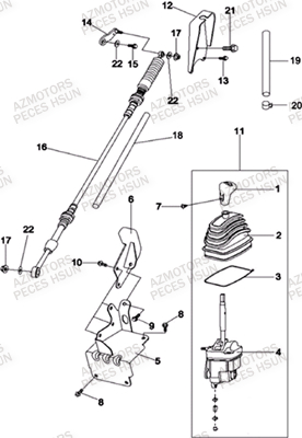 TRINGLERIE DE VITESSES (MODELE A CABLE) HSUN RS8R RS8 2013