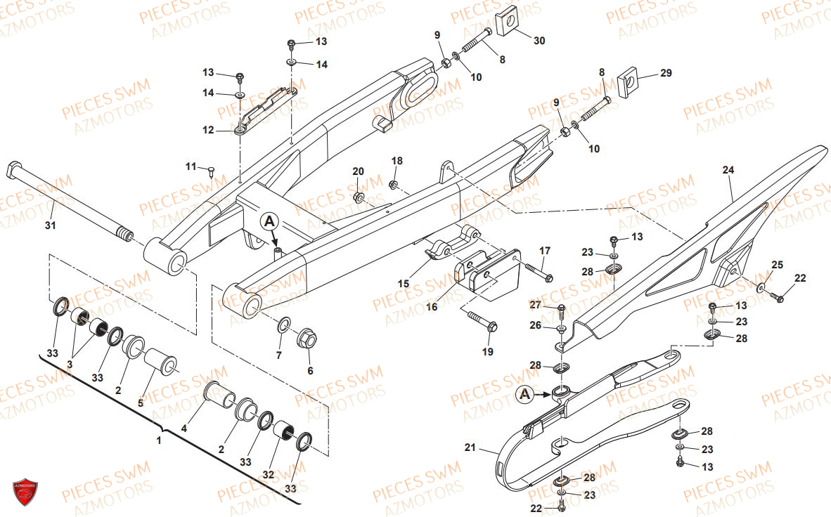 Bras Oscillant SWM Pieces SWM Origine RS 125R ENDURO E4(2019)
