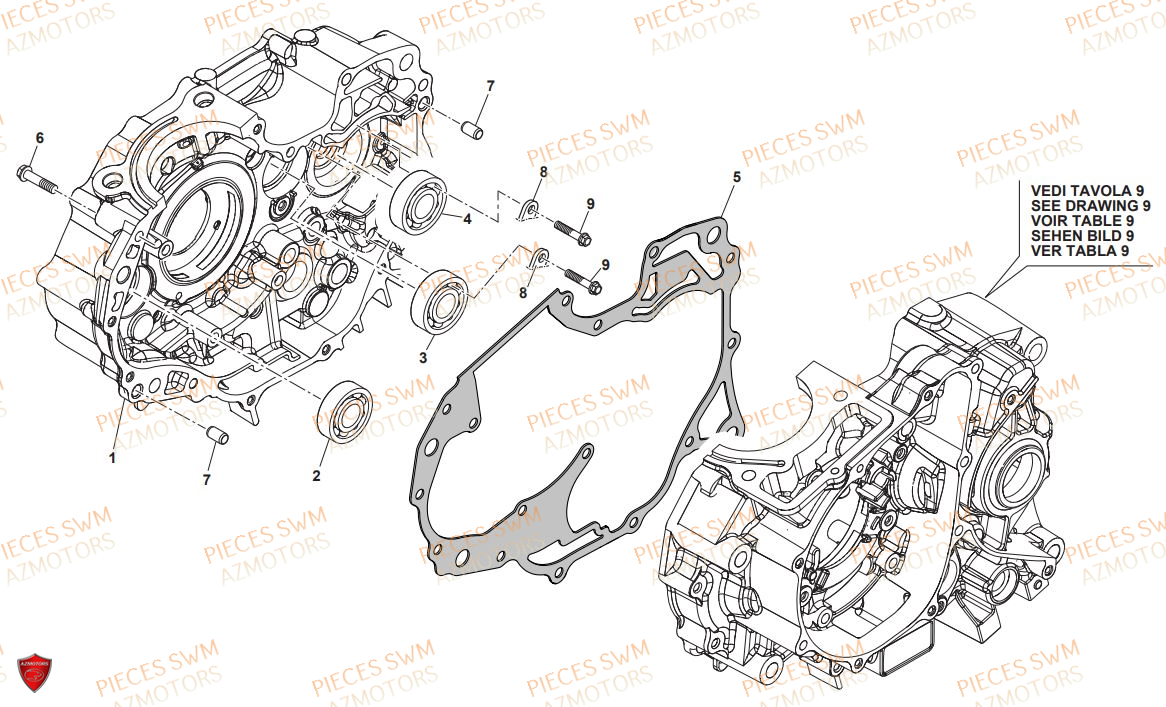 CARTER_DROIT SWM Pieces SWM Origine ENDURO RS 125R E4 (2019)
