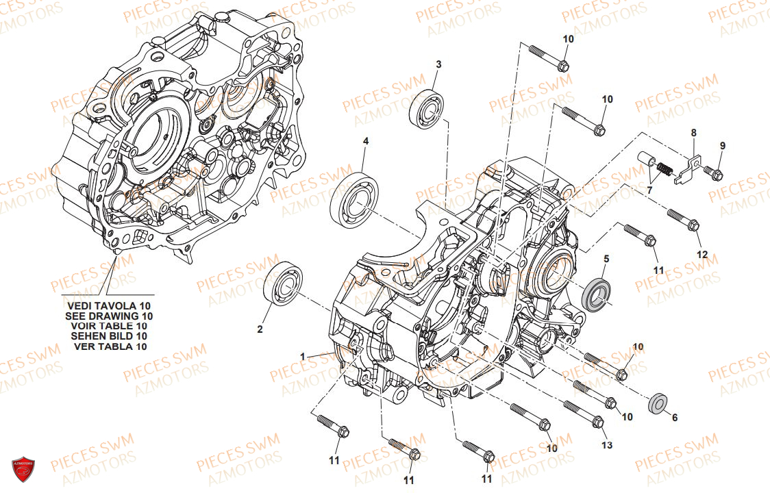 CARTER_GAUCHE SWM Pieces SWM Origine ENDURO RS 125R E4 (2019)
