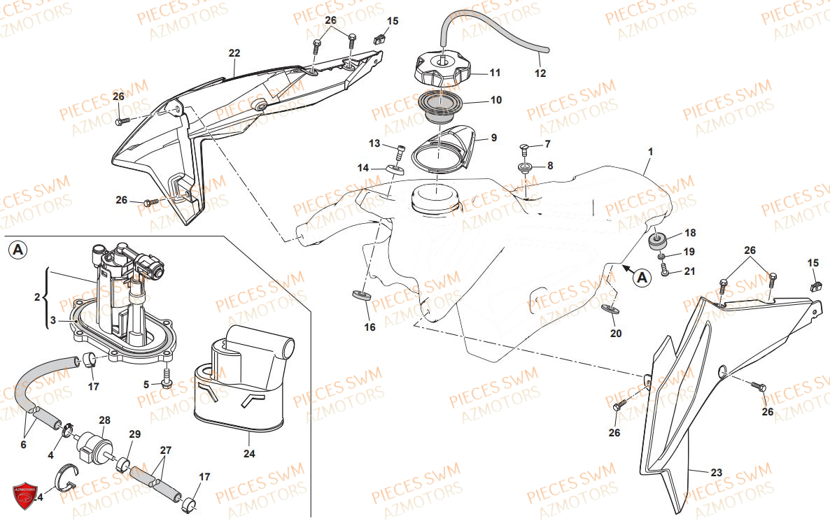 RESERVOIR SWM Pieces SWM Origine ENDURO RS 125R E4 (2019)
