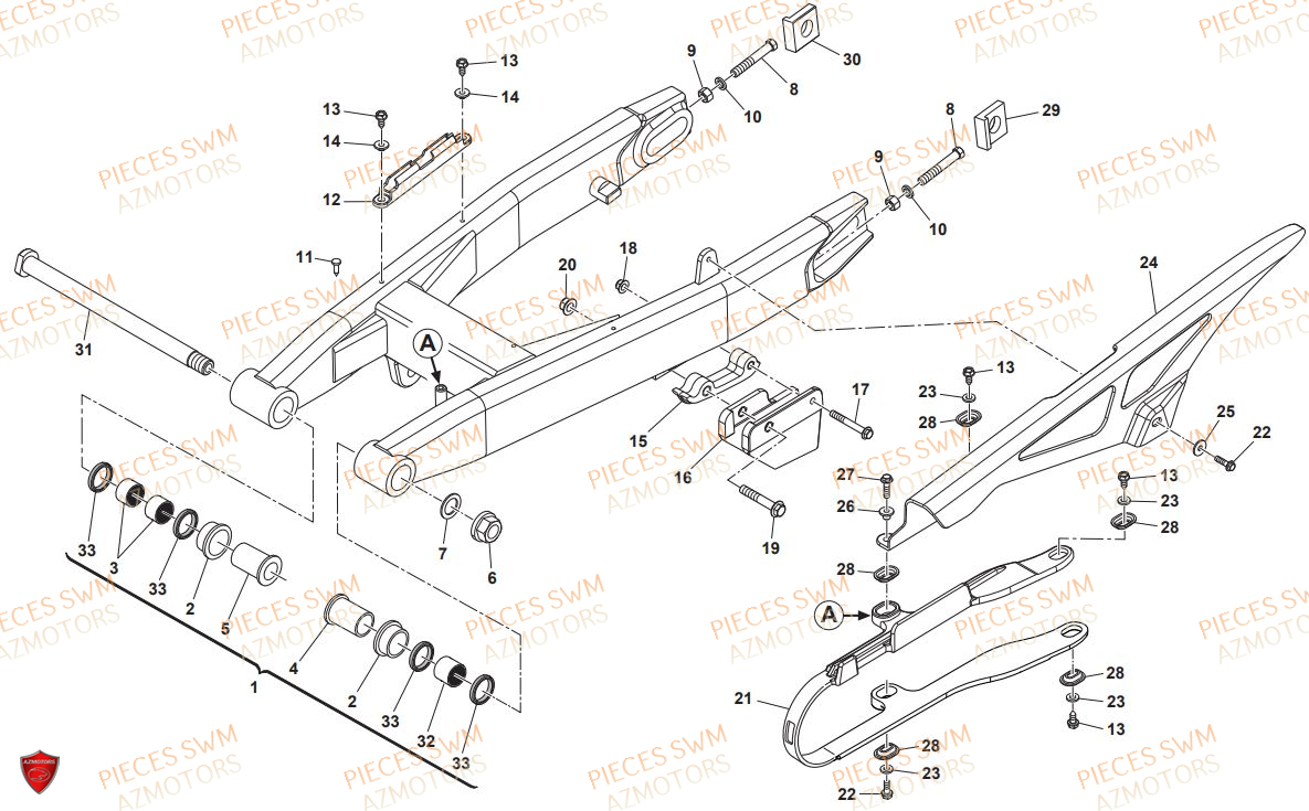 Bras Oscillant SWM Pieces SWM Origine RS 125R ENDURO E4(2020)
