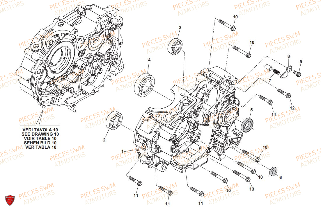 CARTER_GAUCHE SWM Pieces SWM Origine ENDURO RS 125R E4 (2020)
