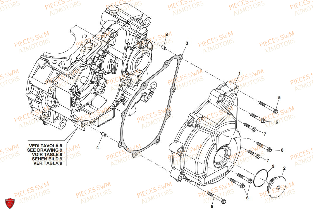 COUVERCLE_CARTER_GAUCHE SWM Pieces SWM Origine ENDURO RS 125R E4 (2020)
