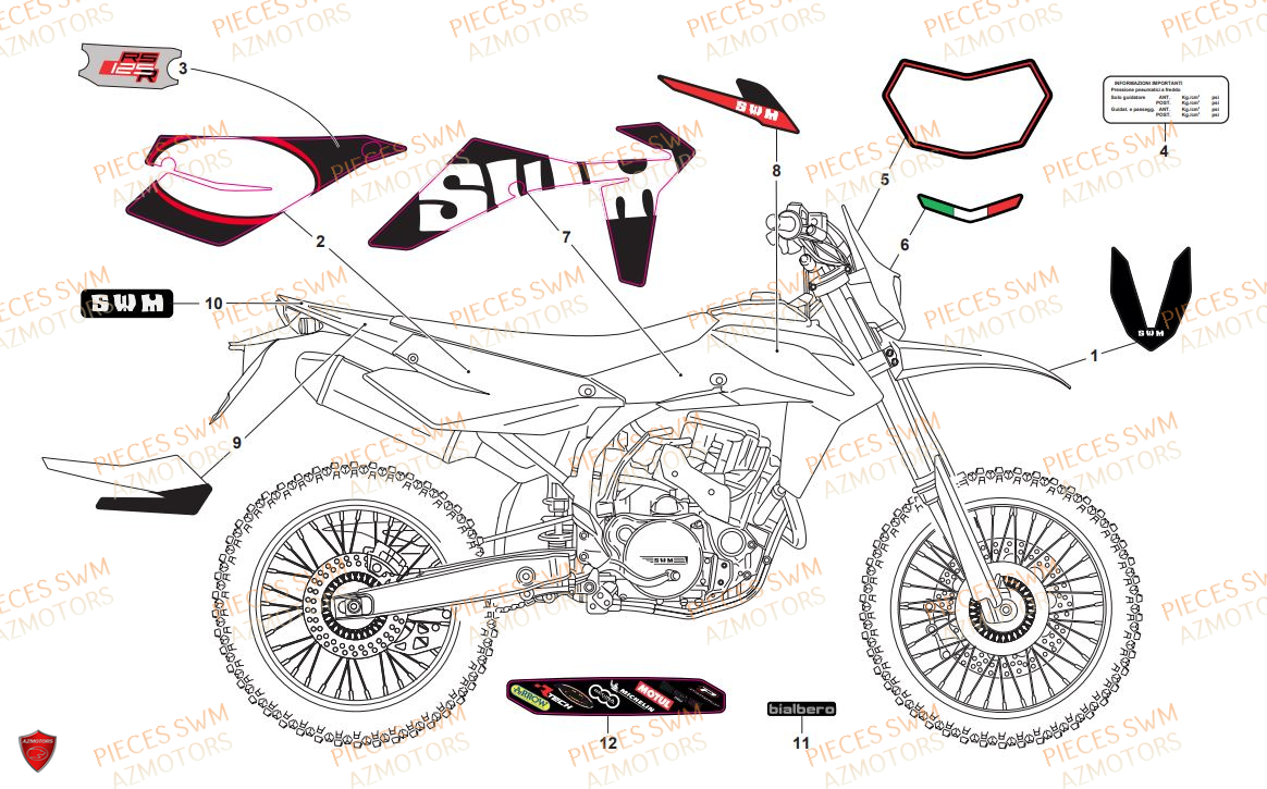 Decors SWM Pieces SWM Origine RS 125R ENDURO FACTORY E4(2019)
