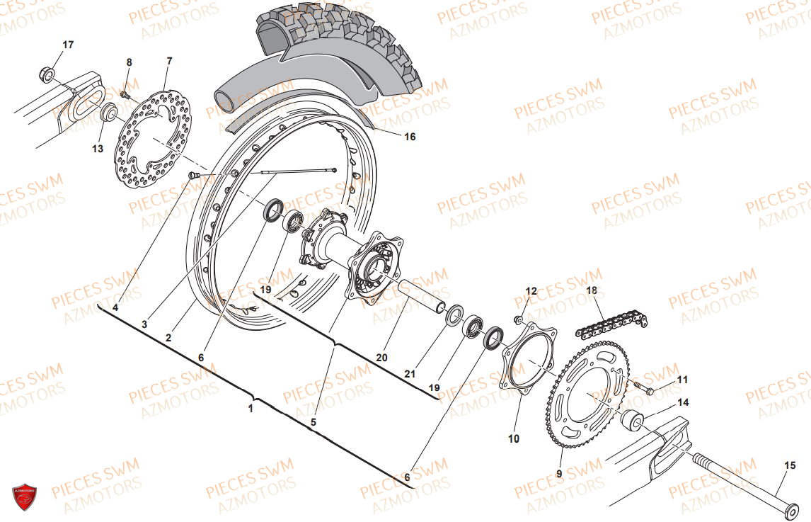 ROUE ARRIERE SWM RS 125 FACTORY 2019