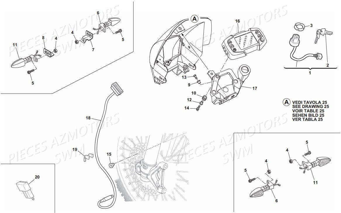 Compteur Clignotants SWM Pieces SWM Origine RS 125R ENDURO E4(2017)
