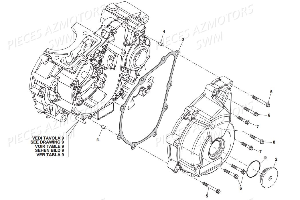 COUVERCLE_CARTER_GAUCHE SWM Pieces SWM Origine ENDURO RS 125R E4 (2017)
