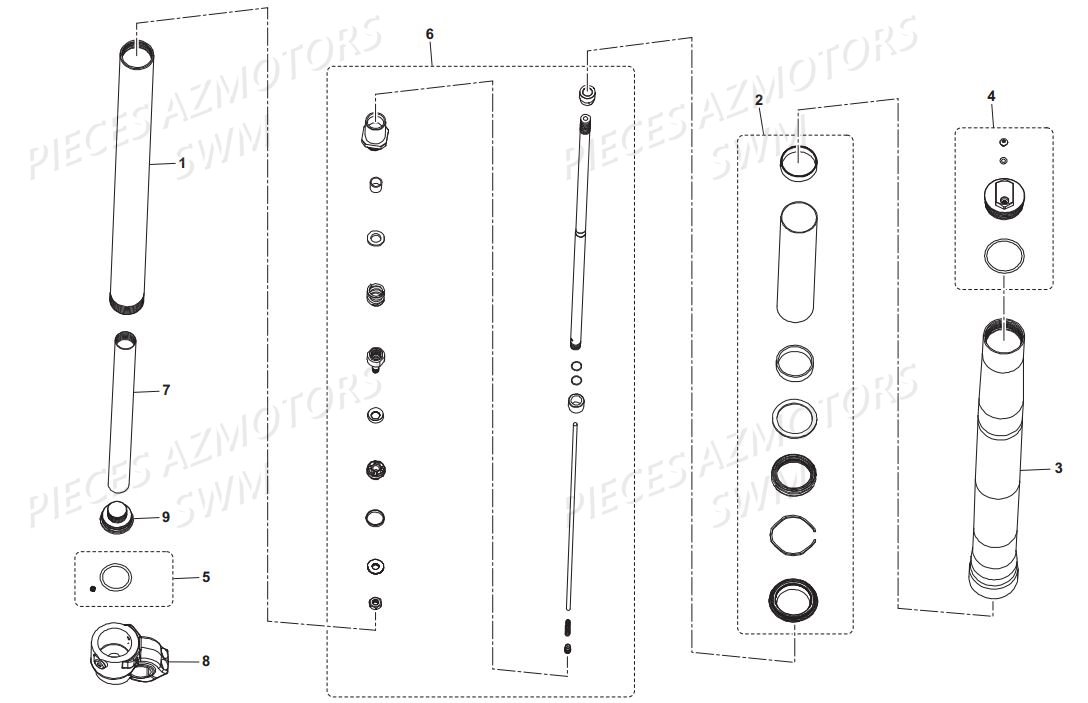 Fourche Droit SWM Pieces SWM Origine RS 125R ENDURO E4(2017)

