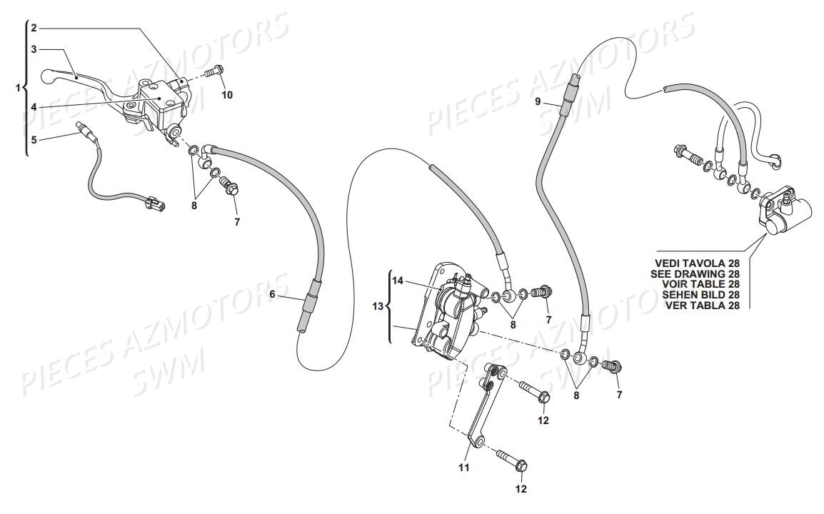 FREIN AVANT HYDRAULIQUE pour RS 125 R ENDURO