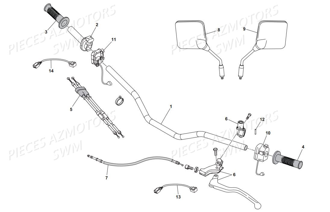 GUIDON ET COMMANDES SWM RS 125 R ENDURO