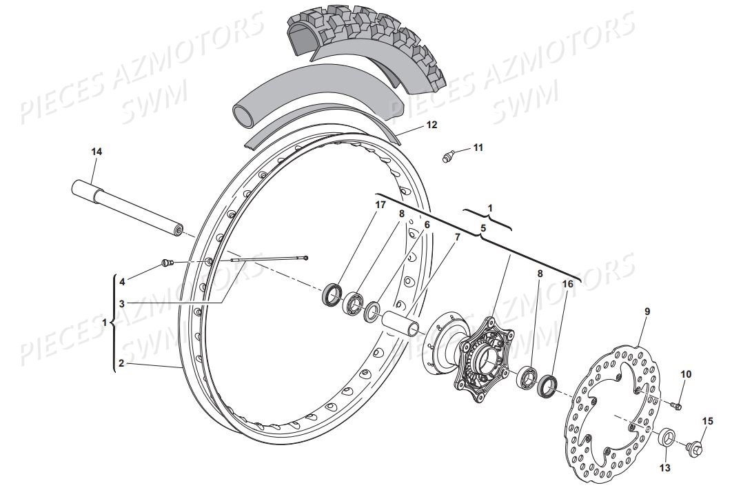 Roue Avant Rs 125r SWM Pieces SWM Origine RS 125R ENDURO E4(2017)
