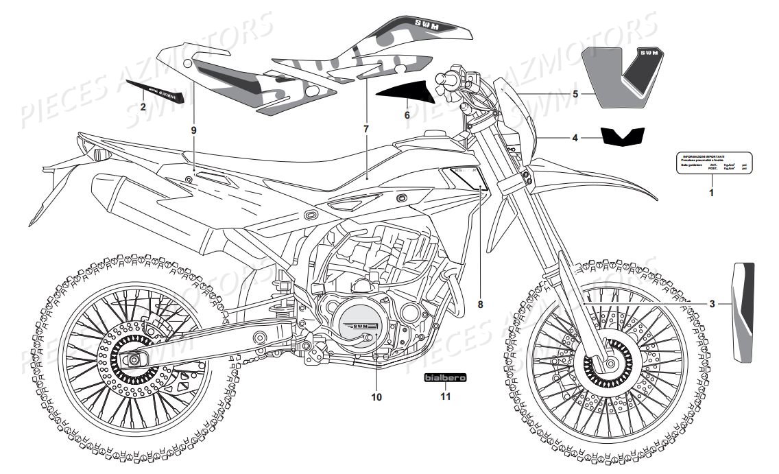 Stickers Version Rs125r SWM Pieces SWM Origine RS 125R ENDURO E4(2017)
