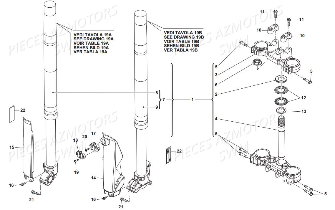 SUSPENSION AVANT SWM RS 125 R ENDURO