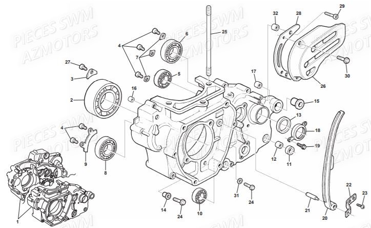 CARTER_GAUCHE SWM Pieces SWM Origine ENDURO RS 300R (2016)
