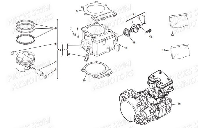 Cylindre SWM Pieces SWM Origine RS 300R ENDURO (2016)