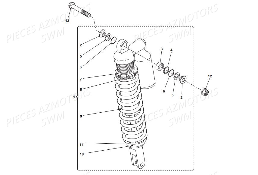 AMORTISSEUR_SUSPENSION_ARRIERE SWM Pieces SWM Origine ENDURO RS 125R E4 (2017)
