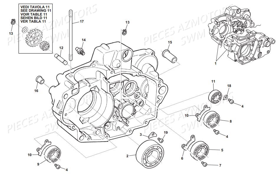 CARTER_DROIT SWM Pieces SWM Origine ENDURO RS 125R E4 (2017)
