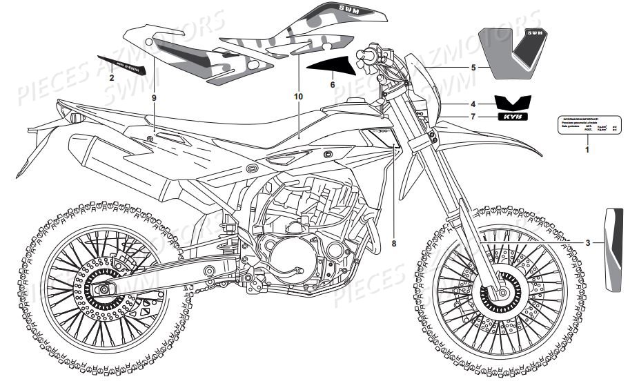 Stickers Rs 300r SWM Pieces SWM Origine RS 300R ENDURO E4 (2017)(ZN0B101AAHV)
