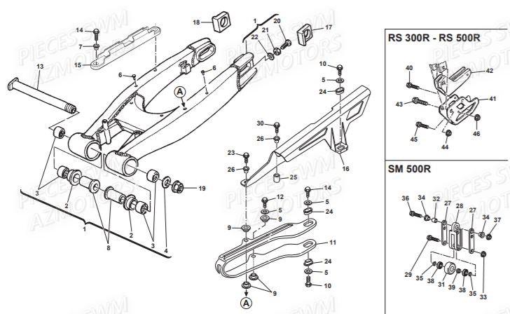 Bras Oscillant SWM Pieces SWM Origine RS 500R ENDURO (2016)
