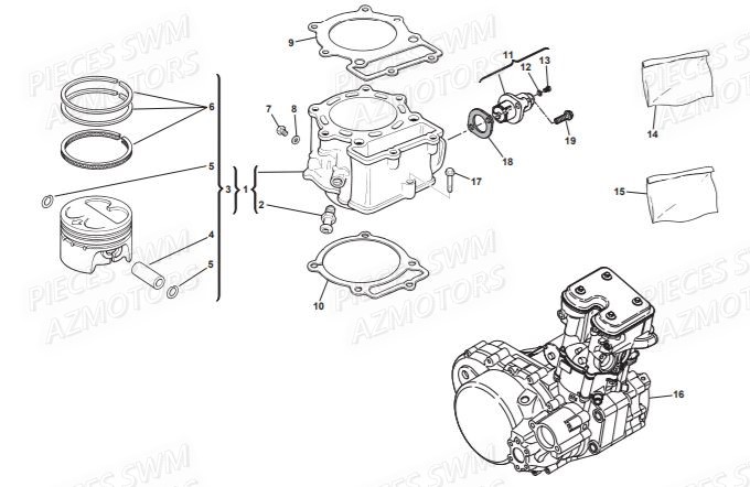 Cylindre SWM Pieces SWM Origine RS 500R ENDURO (2016)
