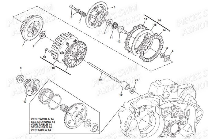 Embrayage SWM Pieces SWM Origine RS 500R ENDURO (2016)
