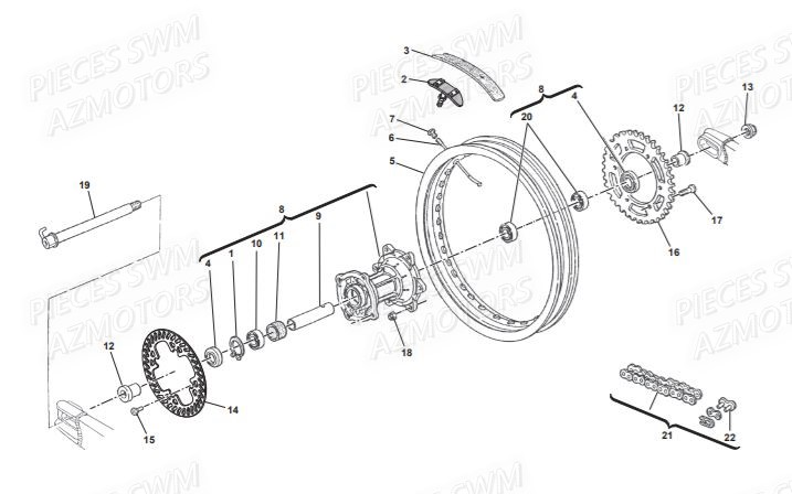Roue Arriere SWM Pieces SWM Origine RS 500R ENDURO (2016)
