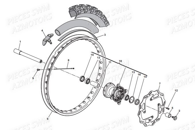 Roue Avant SWM Pieces SWM Origine RS 500R ENDURO (2016)
