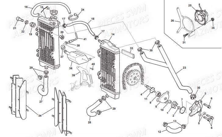 Systeme De Refroidissement SWM Pieces SWM Origine RS 500R ENDURO (2016)
