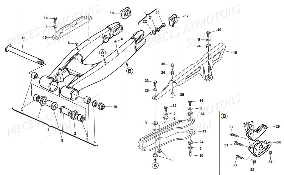 Bras Oscillant Fourche Arriere SWM Pieces SWM Origine RS 500R ENDURO E4 (2017)(ZN0B103AAHV)
