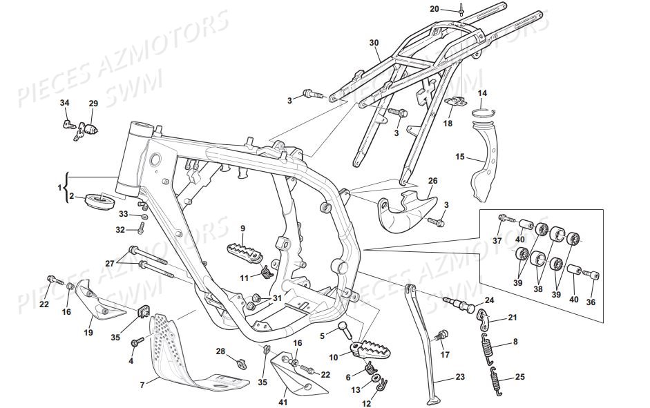 Cadre Repose Pieds SWM Pieces SWM Origine RS 500R ENDURO E4 (2017)(ZN0B103AAHV)
