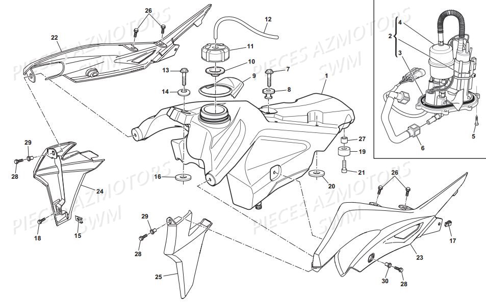 Carenages Reservoir A Carburant SWM Pieces SWM Origine RS 500R ENDURO E4 (2017)(ZN0B103AAHV)
