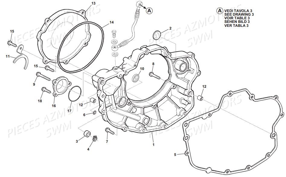 Couvercles Carter Droit SWM Pieces SWM Origine RS 500R ENDURO E4 (2017)(ZN0B103AAHV)
