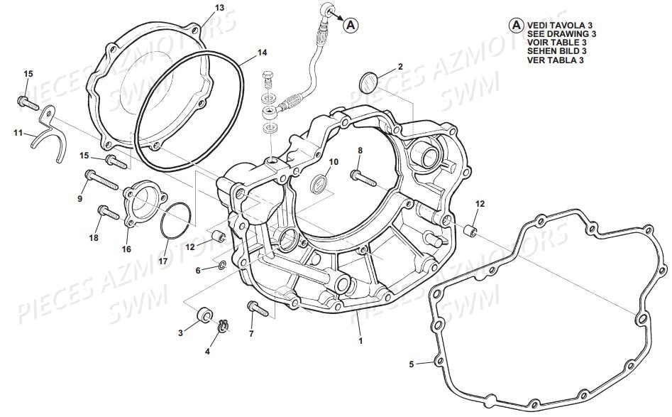 COUVERCLES CARTER DROIT SWM RS 500 R ENDURO