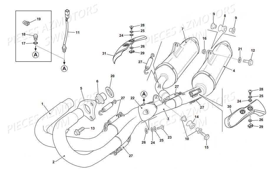 Echappement SWM Pieces SWM Origine RS 500R ENDURO E4 (2017)(ZN0B103AAHV)
