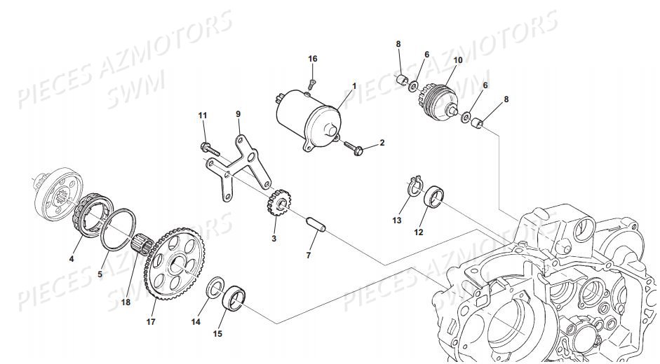 Electricite Demarreur SWM Pieces SWM Origine RS 500R ENDURO E4 (2017)(ZN0B103AAHV)
