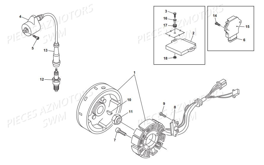 Electricite Stator Regulateur SWM Pieces SWM Origine RS 500R ENDURO E4 (2017)(ZN0B103AAHV)
