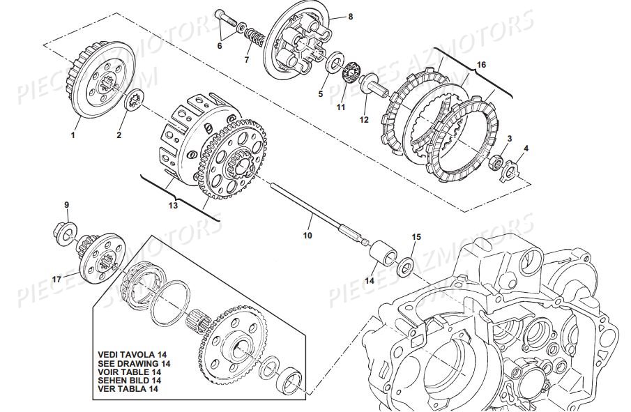 Embrayage Transmission Primaire SWM Pieces SWM Origine RS 500R ENDURO E4 (2017)(ZN0B103AAHV)
