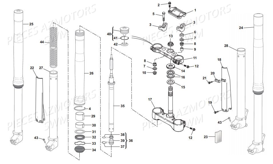 Fourche Suspension Avant SWM Pieces SWM Origine RS 500R ENDURO E4 (2017)(ZN0B103AAHV)
