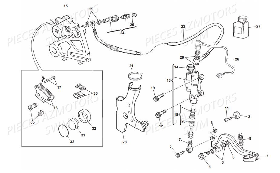 Frein Arriere Hydraulique SWM Pieces SWM Origine RS 500R ENDURO E4 (2017)(ZN0B103AAHV)
