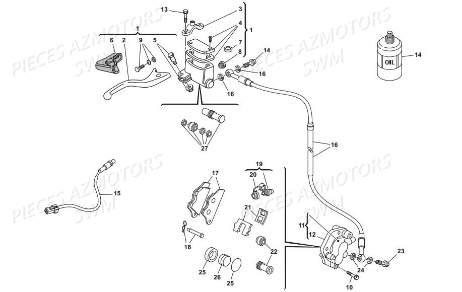Frein Avant Hydraulique SWM Pieces SWM Origine RS 500R ENDURO E4 (2017)(ZN0B103AAHV)
