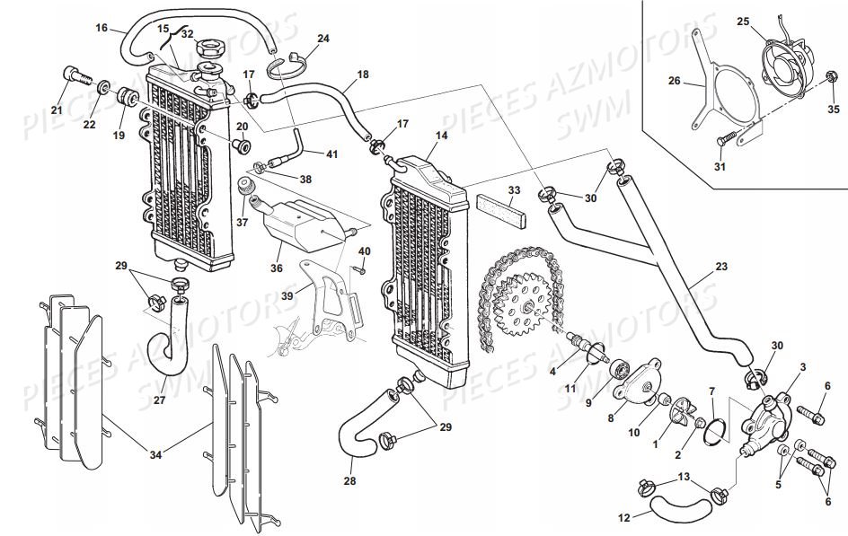 Radiateur SWM Pieces SWM Origine RS 500R ENDURO E4 (2017)(ZN0B103AAHV)
