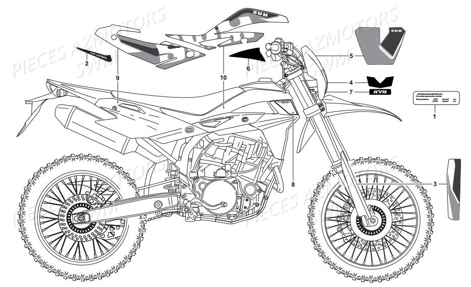 Stickers Rs 500r SWM Pieces SWM Origine RS 500R ENDURO E4 (2017)(ZN0B103AAHV)
