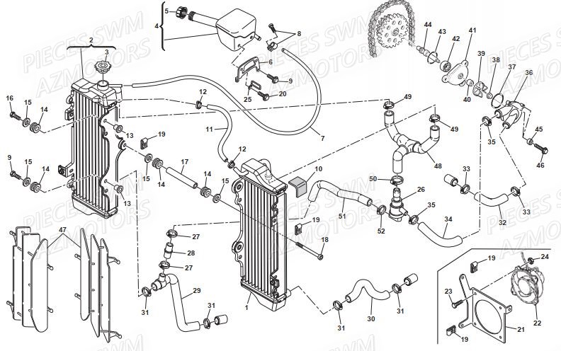 Radiateur SWM Pieces SWM ENDURO RS 650R